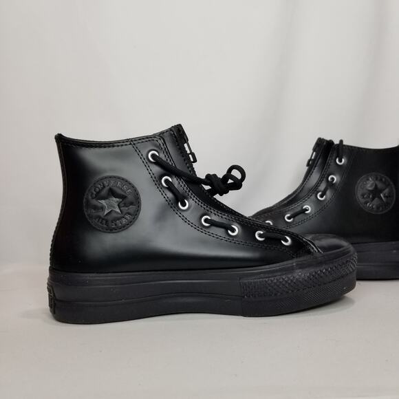 Converse Women's CTAS Lift Leather Platform Hi Tops Size 7.5 Black A12476C NWT - Picture 3 of 9